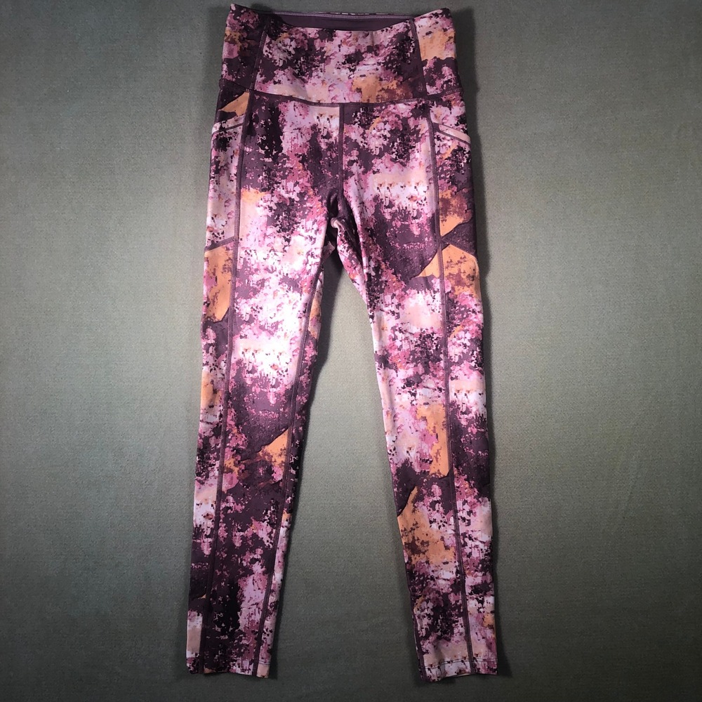Calvin Klein Performance Leggings Women M Plum Pink Abstract High Rise Pockets